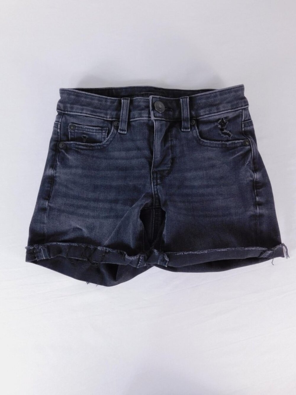 American Eagle Outfitters Shorts Womens 00 Black Denim Cut-Off Distressed Frayed